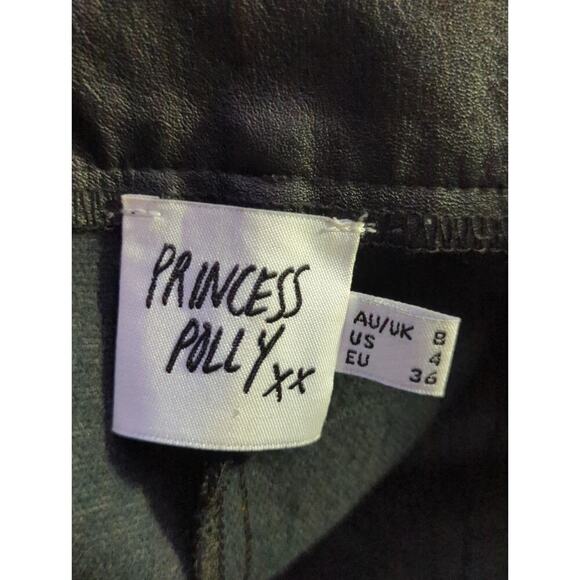 Princess Polly Encore Faux Leather Pants Woman's 4 High Rise Straight Leg Rocker - Picture 9 of 11